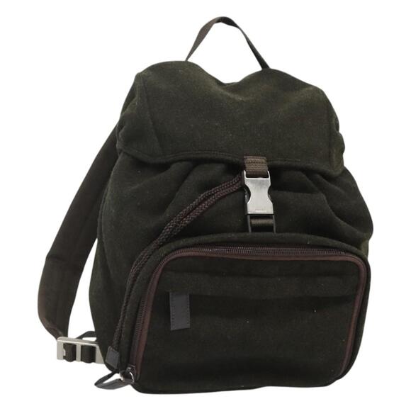 PRADA Backpack Wool Khaki Silver - Picture 1 of 13